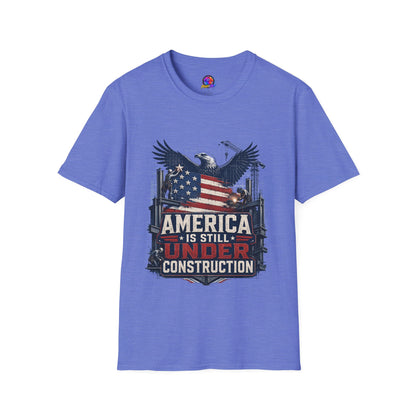 T-Shirt — 'America Is Still Under Construction' Patriotic Eagle Graphic