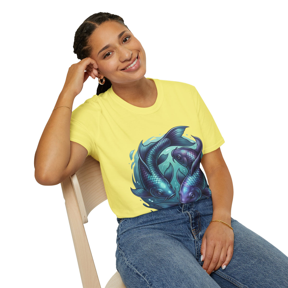 Pisces Zodiac Koi Fish Tee — Yin Yang Aquatic Graphic T-Shirt