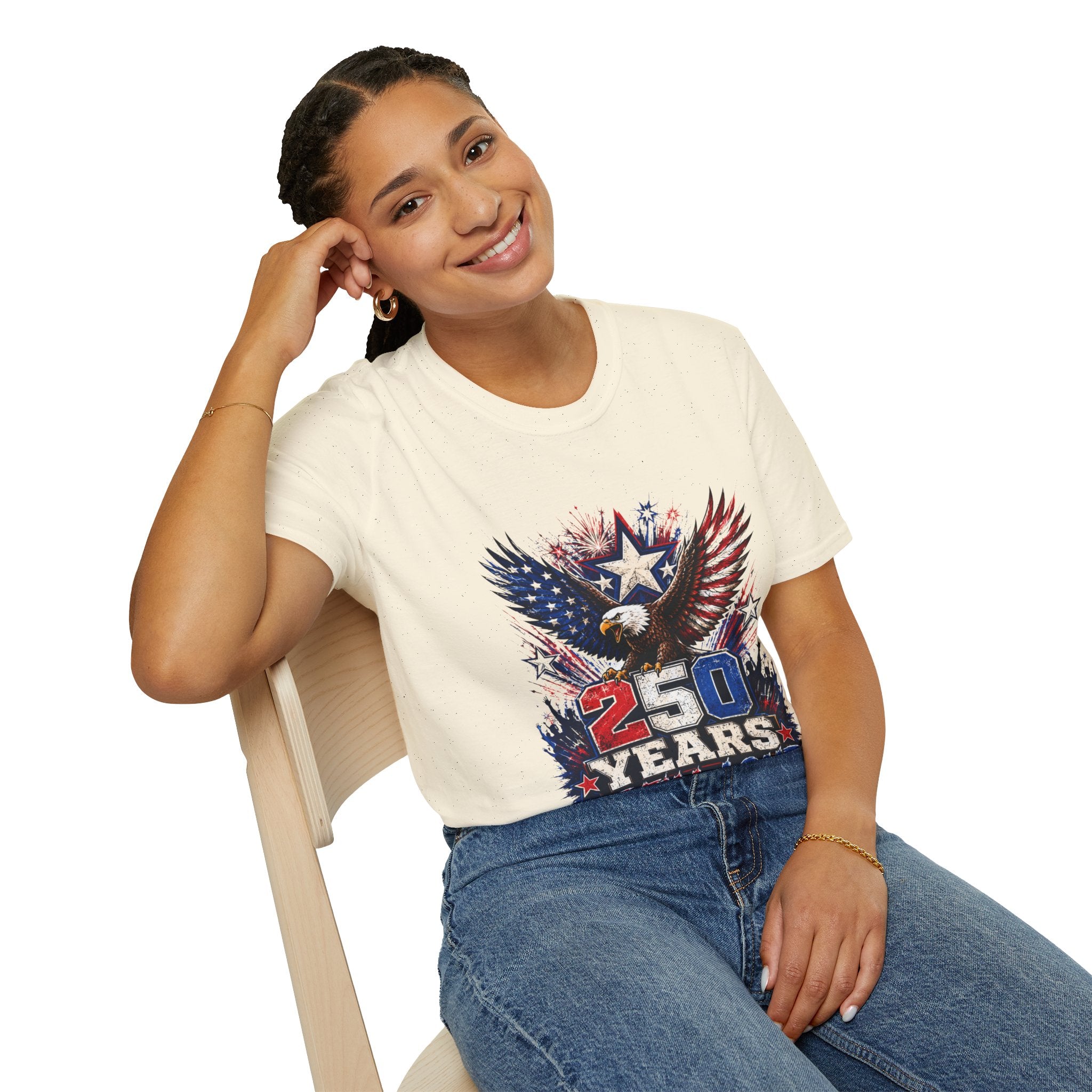 T-Shirt — Patriotic Eagle "250 Years Still Loud" American Flag Tee