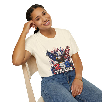 T-Shirt — Patriotic Eagle "250 Years Still Loud" American Flag Tee