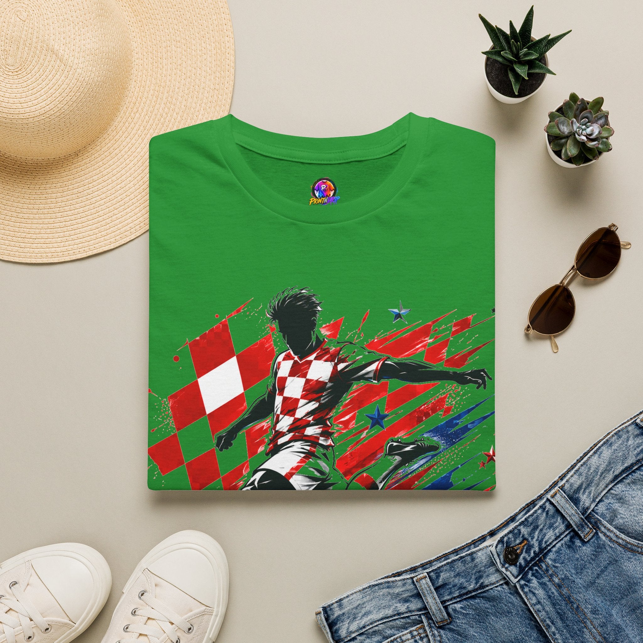 Checkered Glory T-Shirt — Croatia Soccer Fan Tee