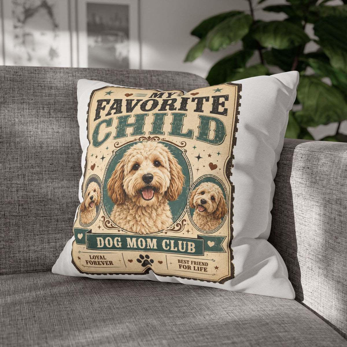 My Favorite Child Dog Mom Club Pillowcase Milo Bailey Dog Dad Mom – Cute Doodle Pet Throw Pillow