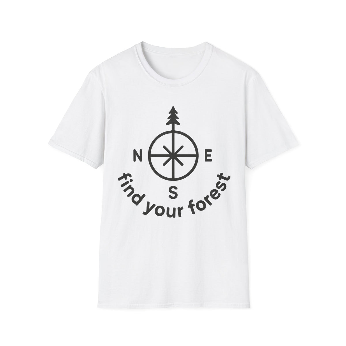 "Find Your Forest" Compass Navigation Graphic Tee - Aesthetic Outdoor Hiking Adventure White T-Shirt - Trending Now - September 2026