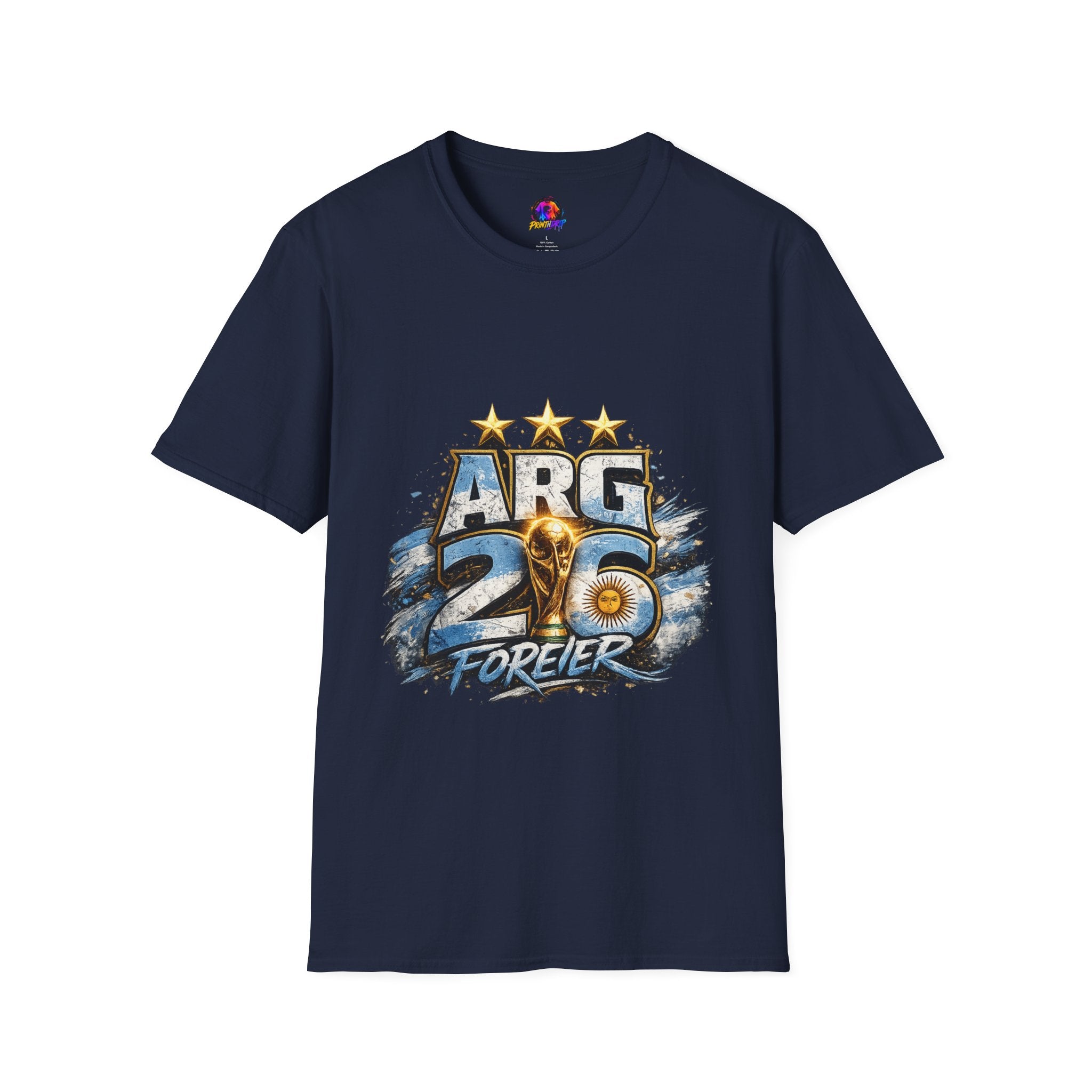 Argentina 26 Forever T‑Shirt — ARG Soccer World Cup 3‑Star Fan Tee