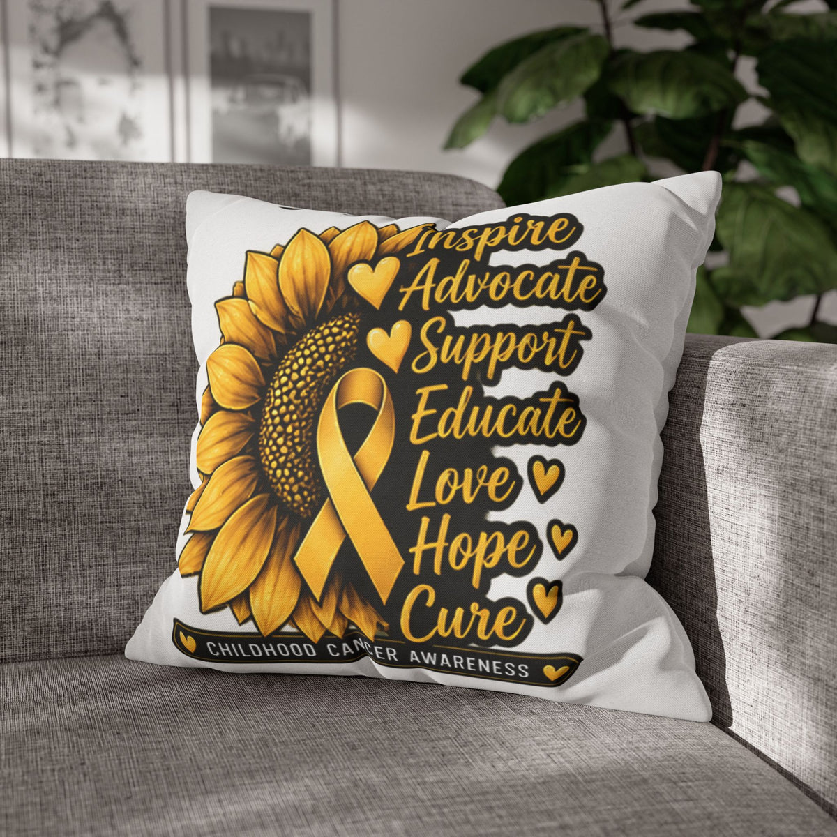 Childhood Cancer Awareness Sunflower Support Pillowcase