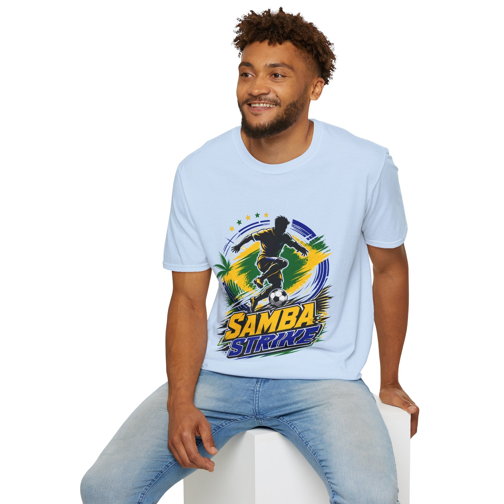 Brazil  Samba Strike Soccer T-Shirt — Brazilian Football Player Graphic Tee