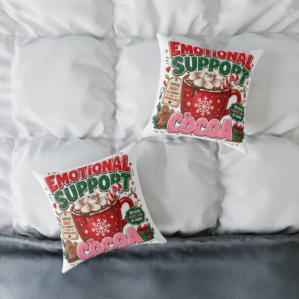 Modern Day Christmas Emotional Support Square Poly Canvas Pillow