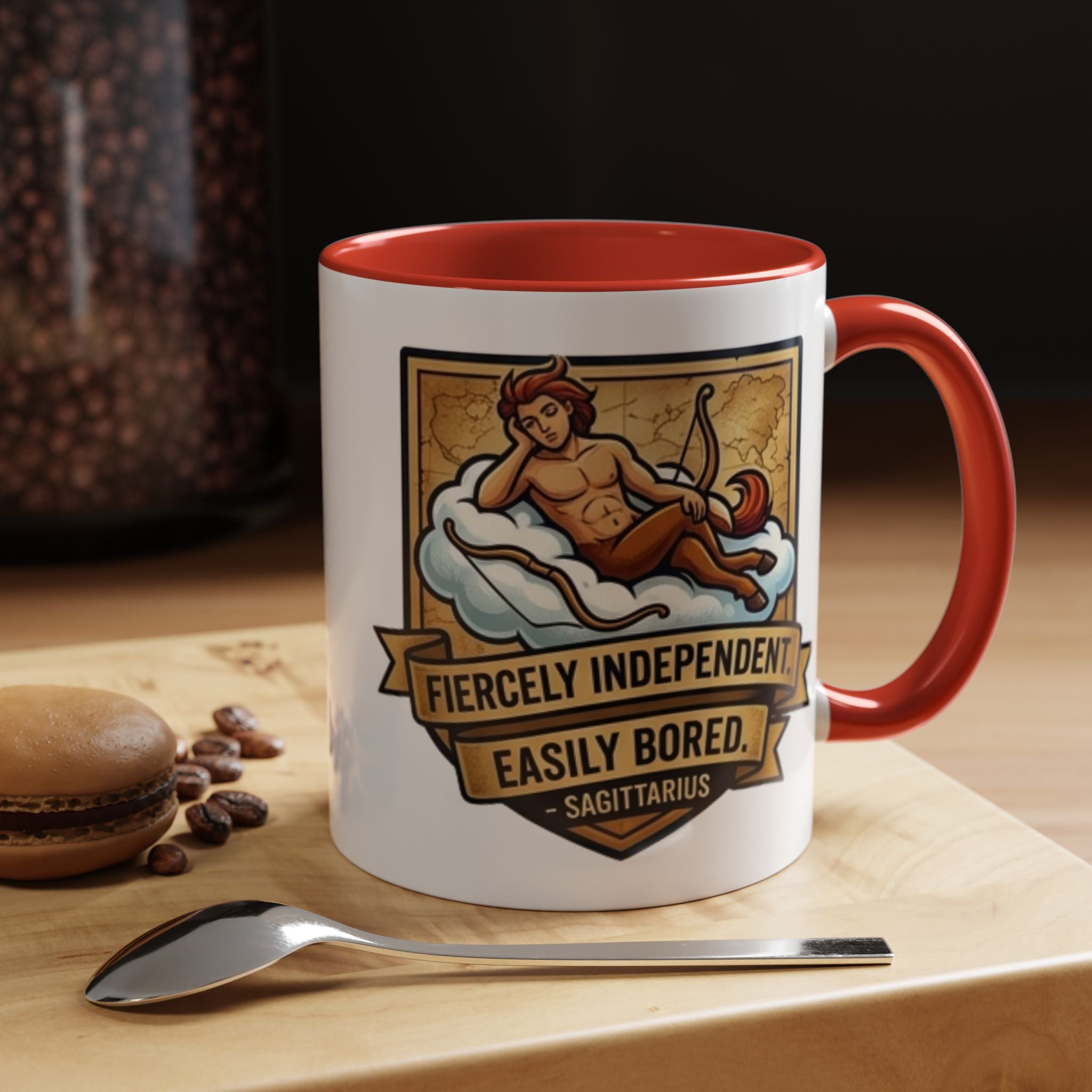 Sagittarius Coffee Mug — "Fiercely Independent, Easily Bored" Zodiac Accent Mug (11/15 oz)