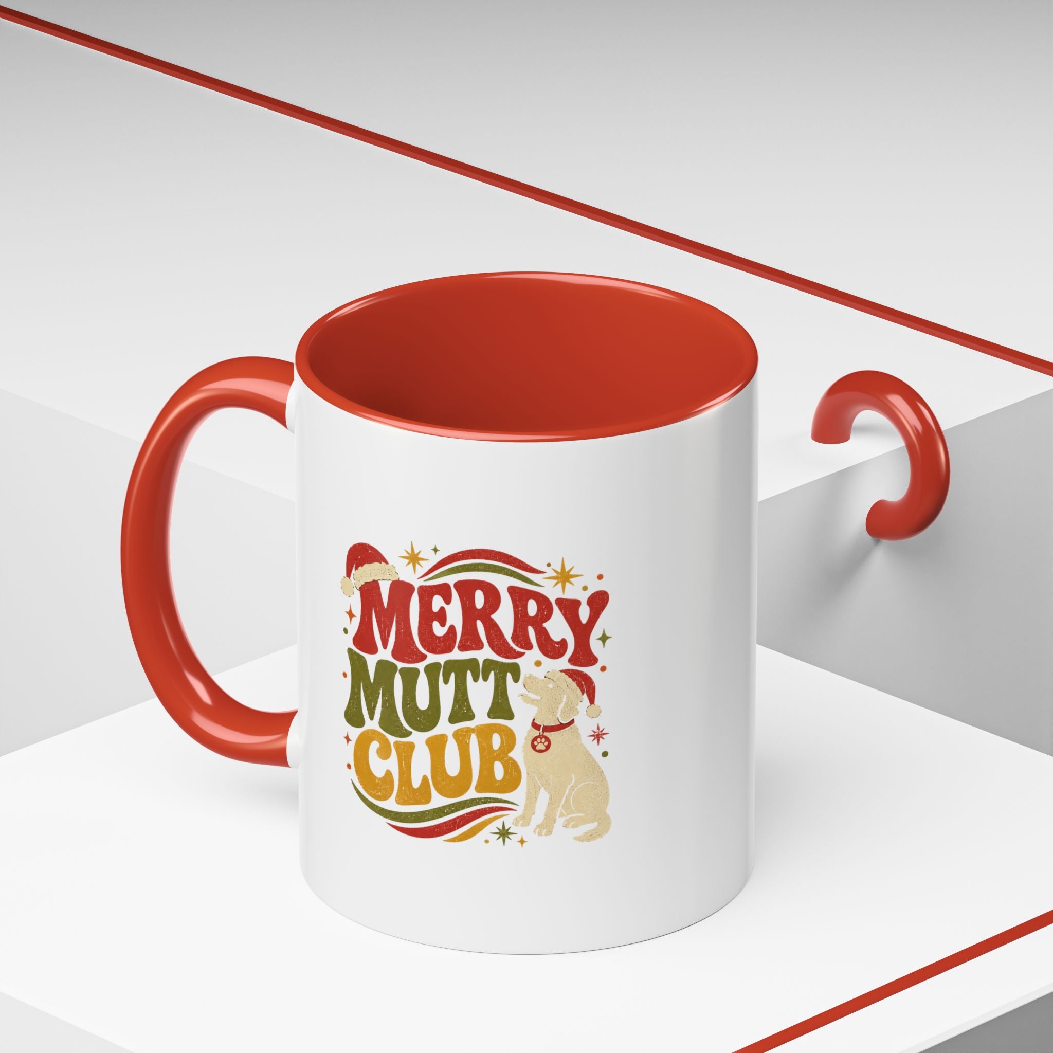 Modern Day Christmas Merry Mutt Club Accent Coffee Mug — Festive Dog Lover Holiday Gift