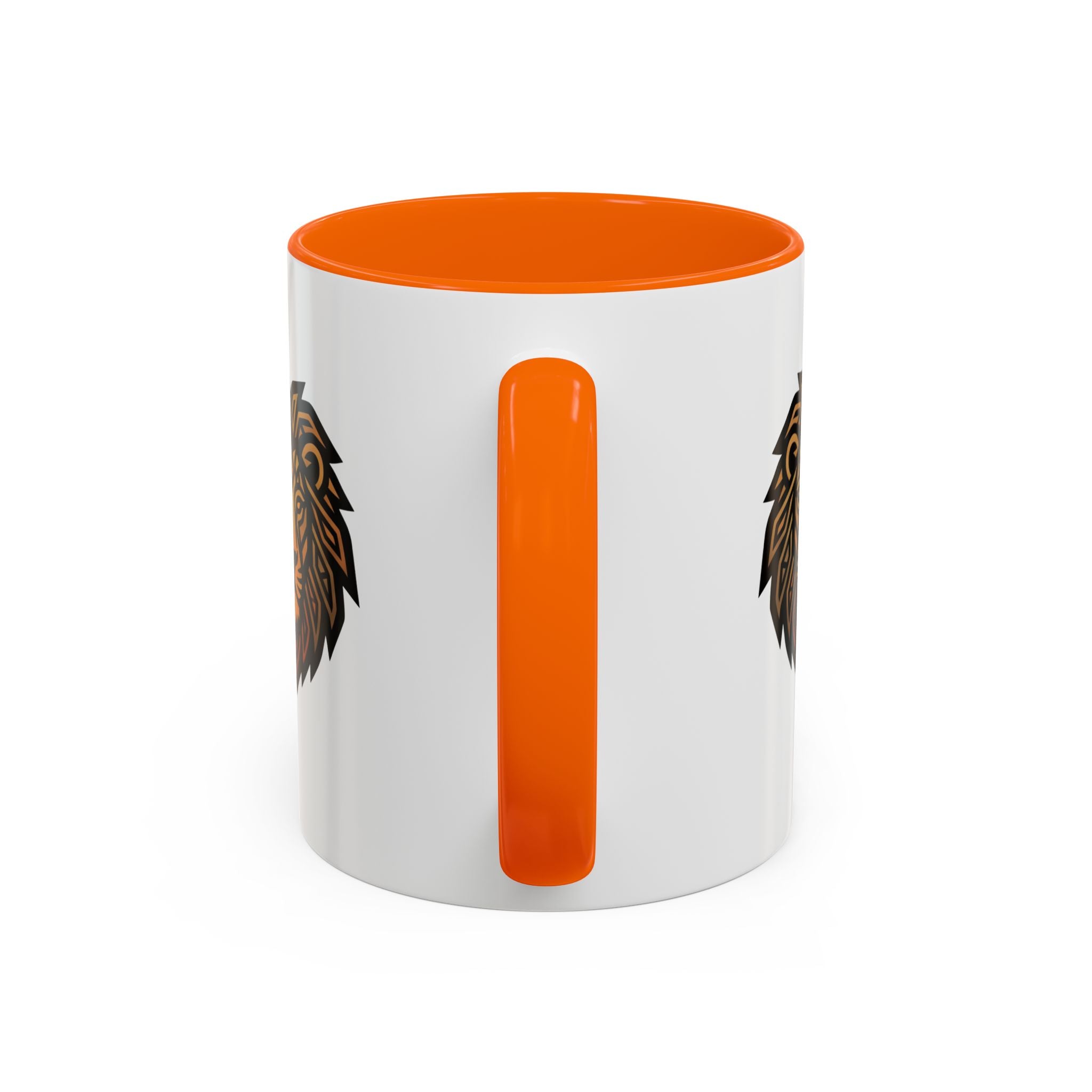 Lion Head Accent Coffee Mug — Bold Geometric Mane Design