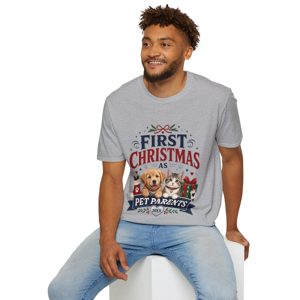 T-Shirt — "First Christmas as Pet Parents" Holiday Tee