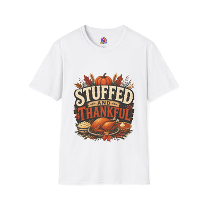 Stuffed and Thankful T-Shirt — Thanksgiving Pumpkin Fall Graphic Tee