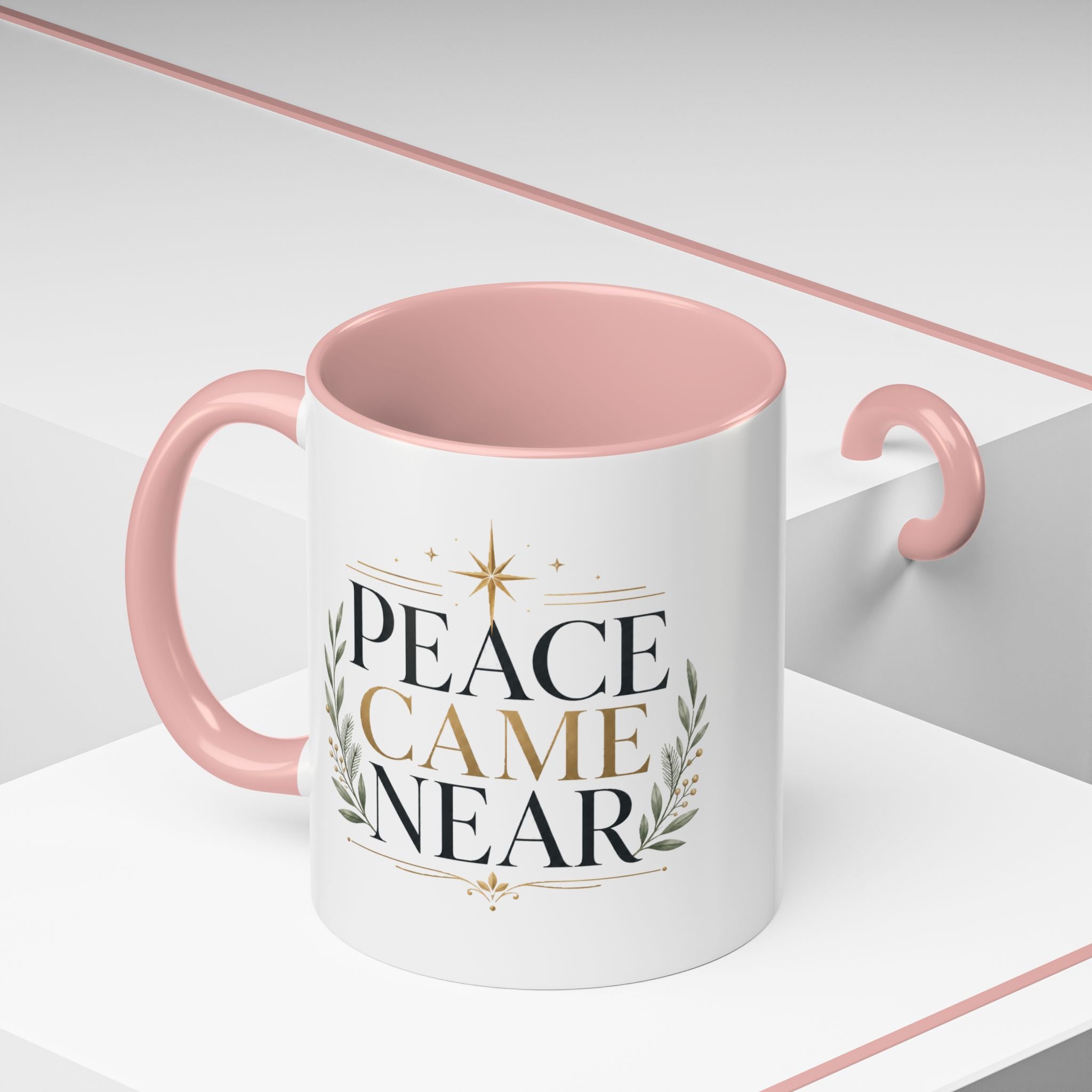 Christmas Peace Came Near Accent Coffee Mug — Holiday Christian Christmas Tea Cup