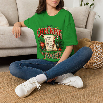 Checking It Twice Christmas T-Shirt — Naughty or Nice Holiday Tee