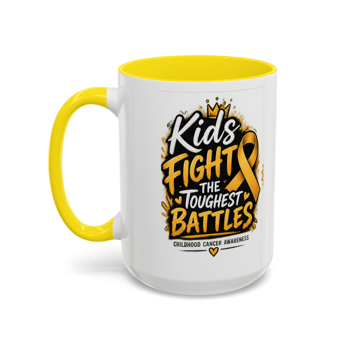 Kids Fight The Toughest Battles Accent Coffee Mug — Childhood Cancer Awareness 11/15oz