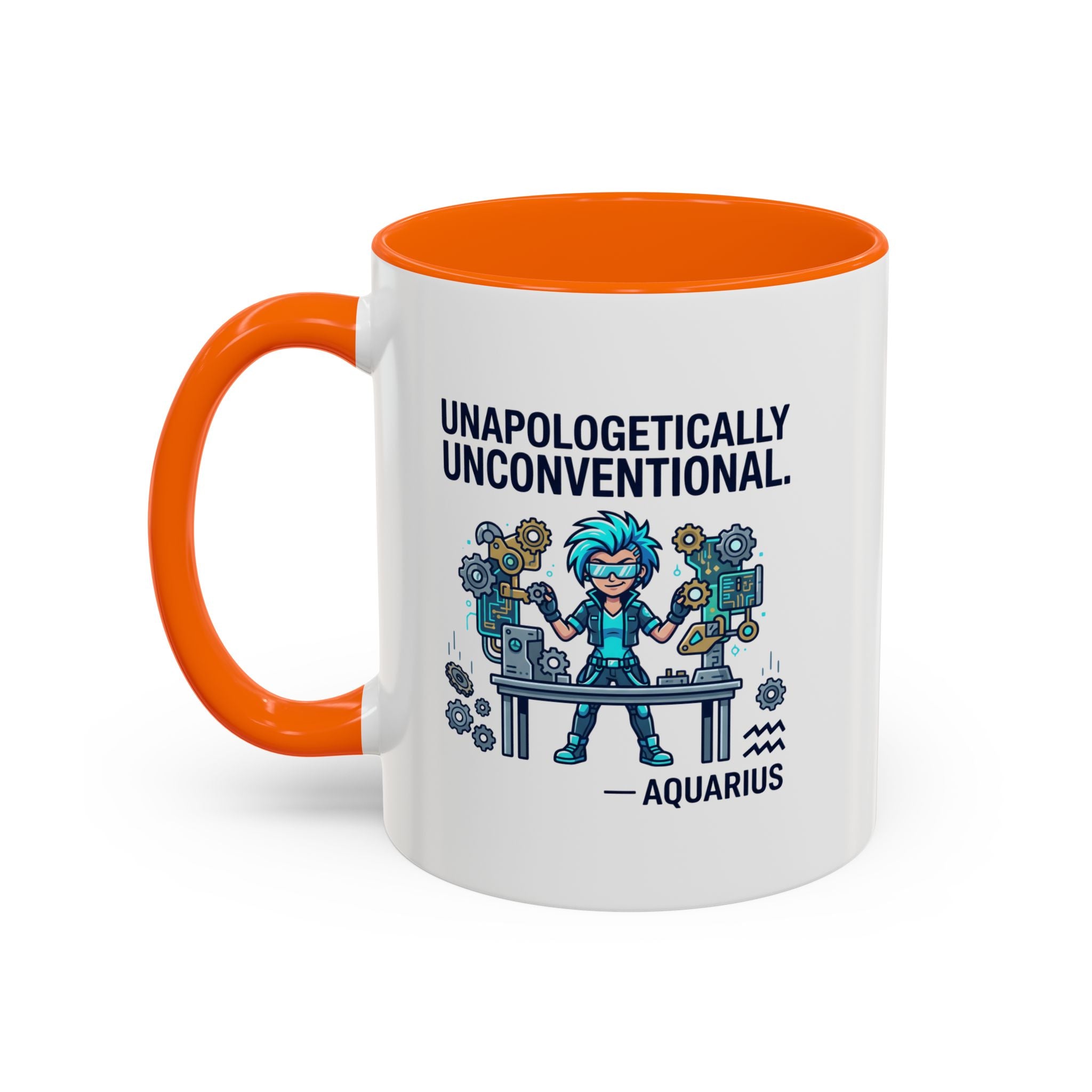 Aquarius Coffee Mug - "Unapologetically Unconventional" Zodiac Accent Mug 11oz