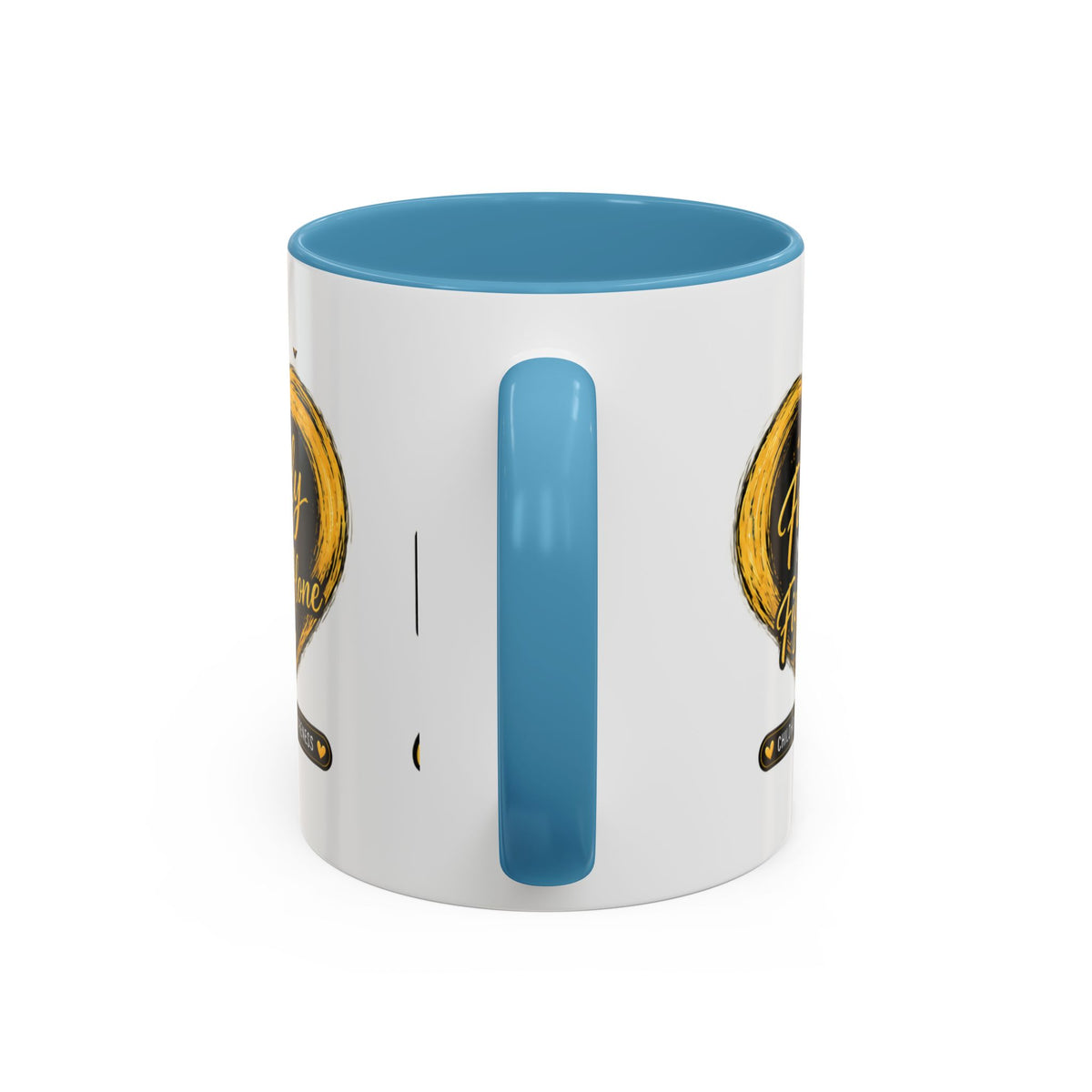 Childhood Cancer Awareness Accent Coffee Mug — "In This Family No One Fights Alone"