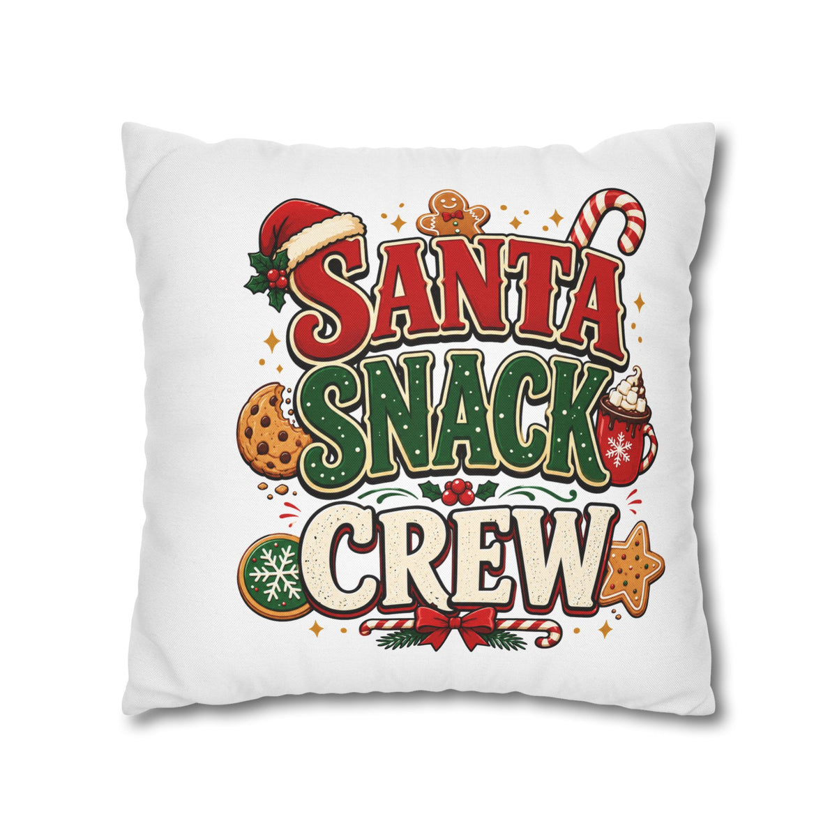 Christmas Santa Snack Crew Pillowcase — Christmas Holiday Decorative Throw Pillow Cover