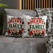 Merry Family Club Christmas Pillowcase — Festive Holiday Decorative Throw Pillow