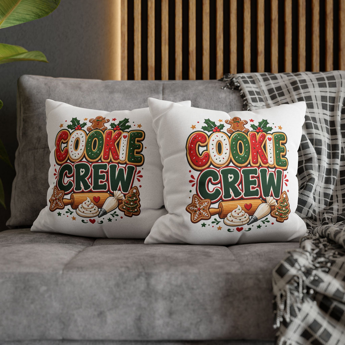 Christmas Cookie Crew Holiday Pillow — Festive Baking Christmas Throw Pillowcase
