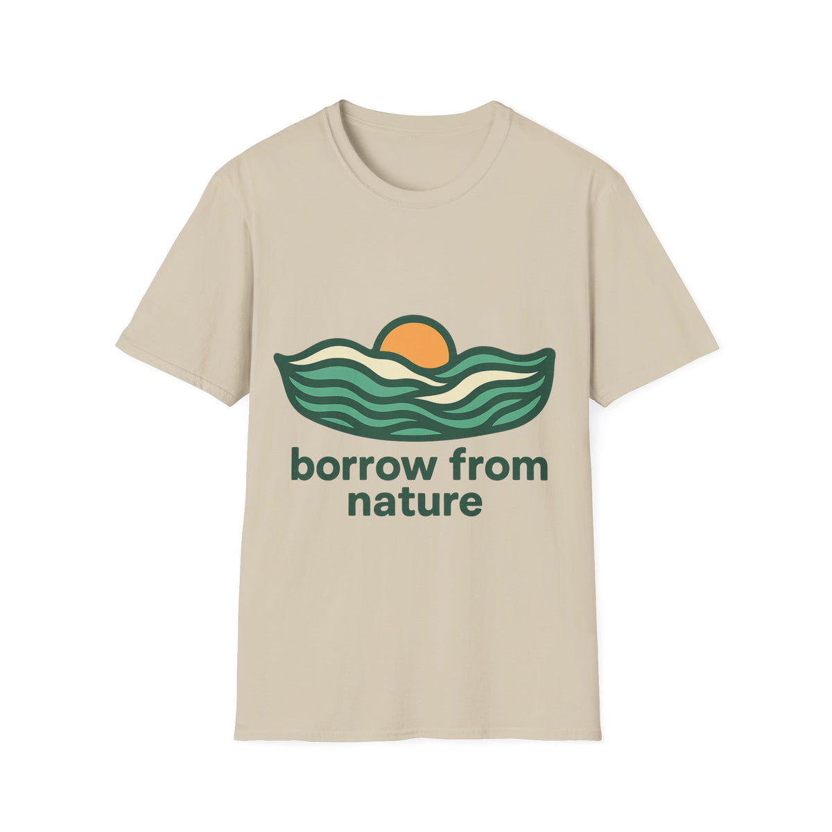 Borrow From Nature T-Shirt — Retro Sunset Eco Graphic Tee - Trending Now - September 2026