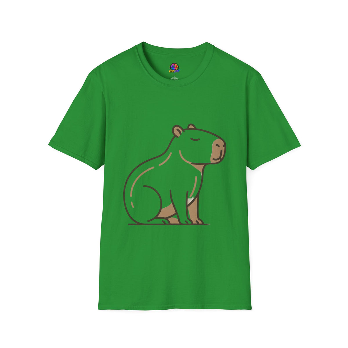Cute Relaxed Capybara T-Shirt — Minimal Cartoon Capybara Graphic Tee