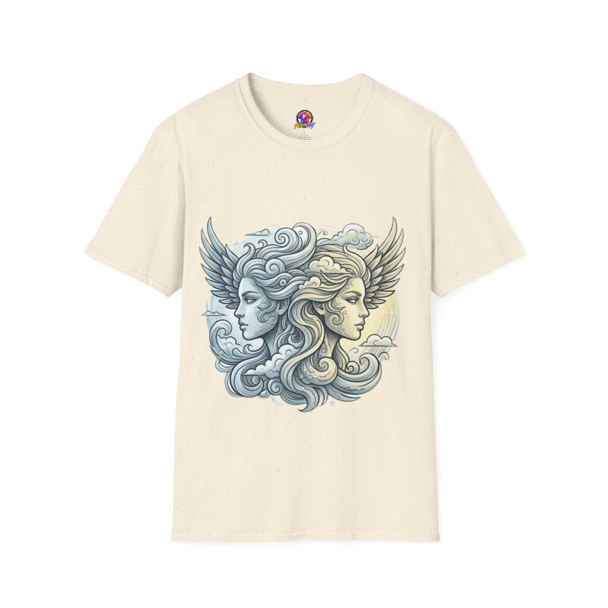 Mythic Moon & Sun Faces T-Shirt — Celestial Duality Graphic Tee