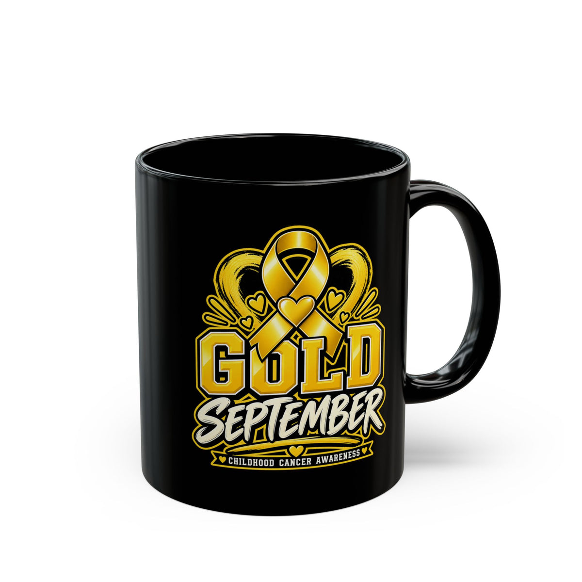 Gold September Mug — Childhood Cancer Awareness Coffee Cup (11oz/15oz)