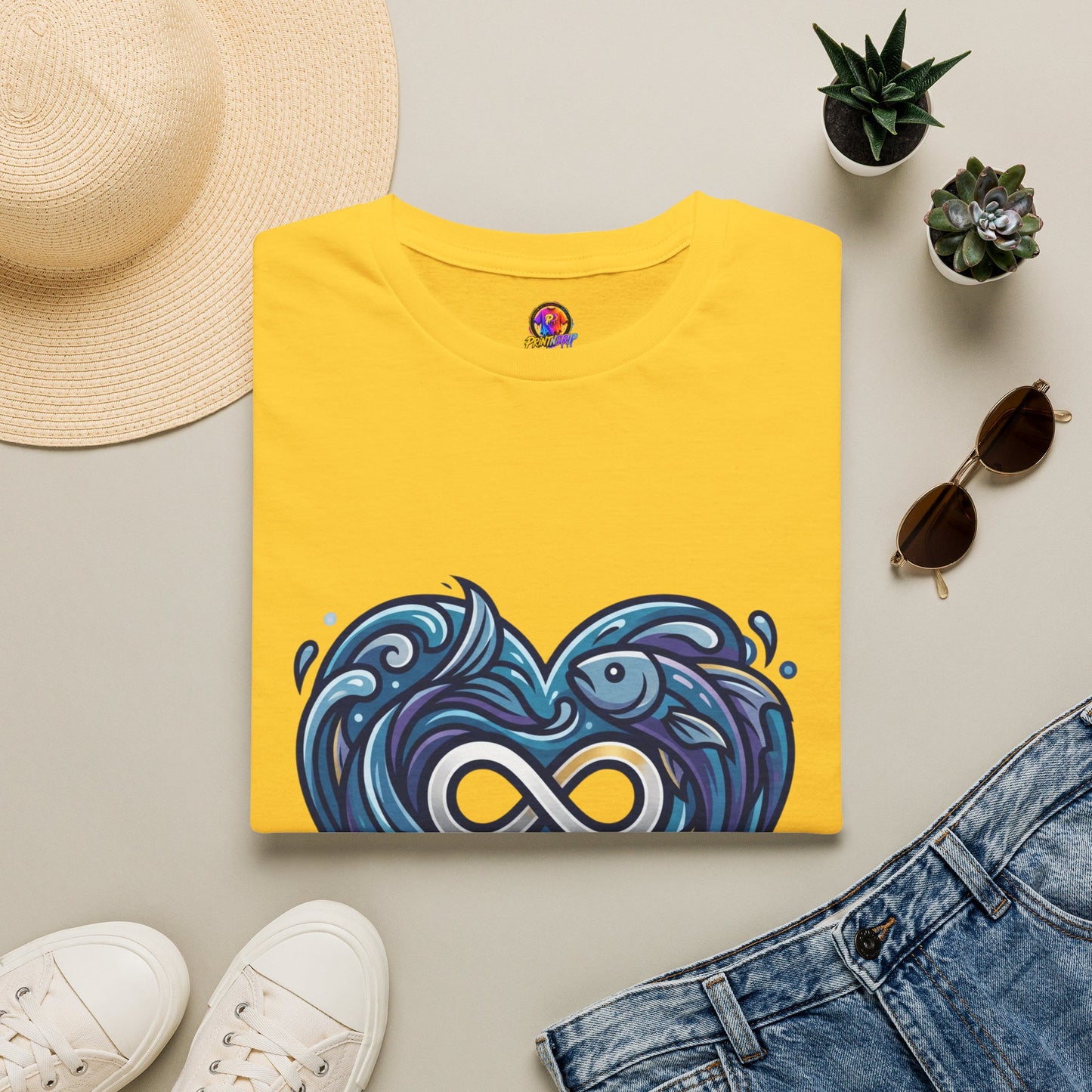 Pisces Infinity Heart T‑Shirt — Zodiac Ocean Love Tee