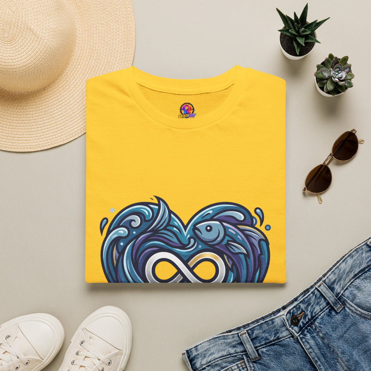 Pisces Infinity Heart T‑Shirt — Zodiac Ocean Love Tee
