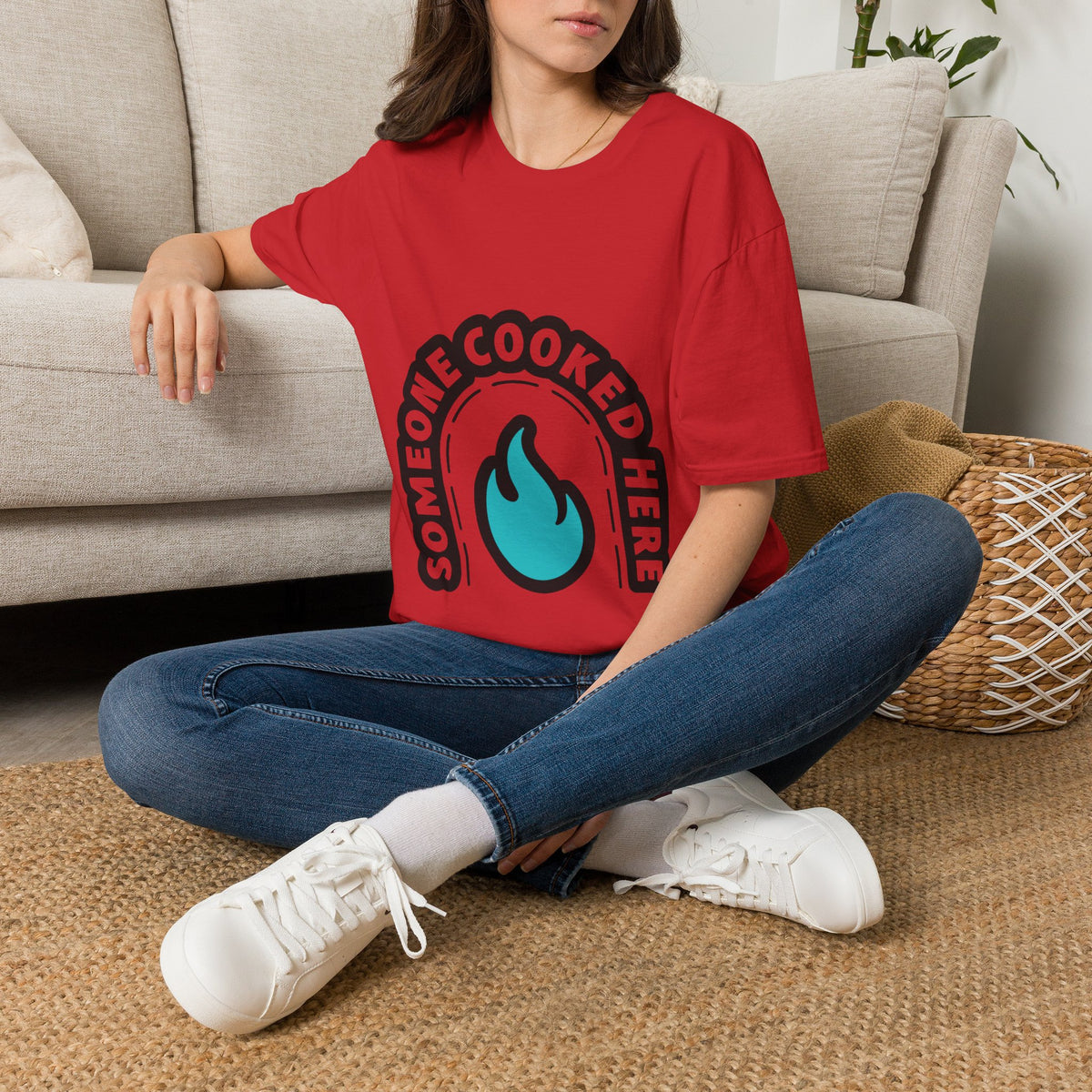 Someone Cooked Here Blue Flame Tee - Funny Retro Kitchen Slogan Graphic T-Shirt - Trending Now - September 2026