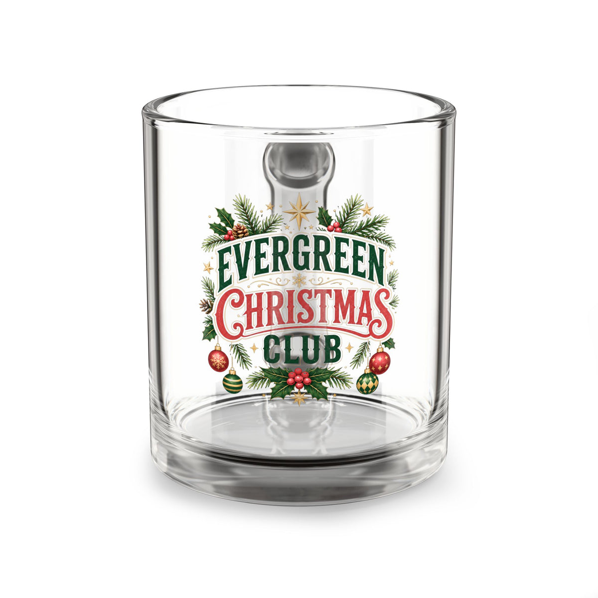 Christmas Glass Mug 10 oz Glass Mug — Evergreen Christmas Club 10oz Holiday Coffee Cup