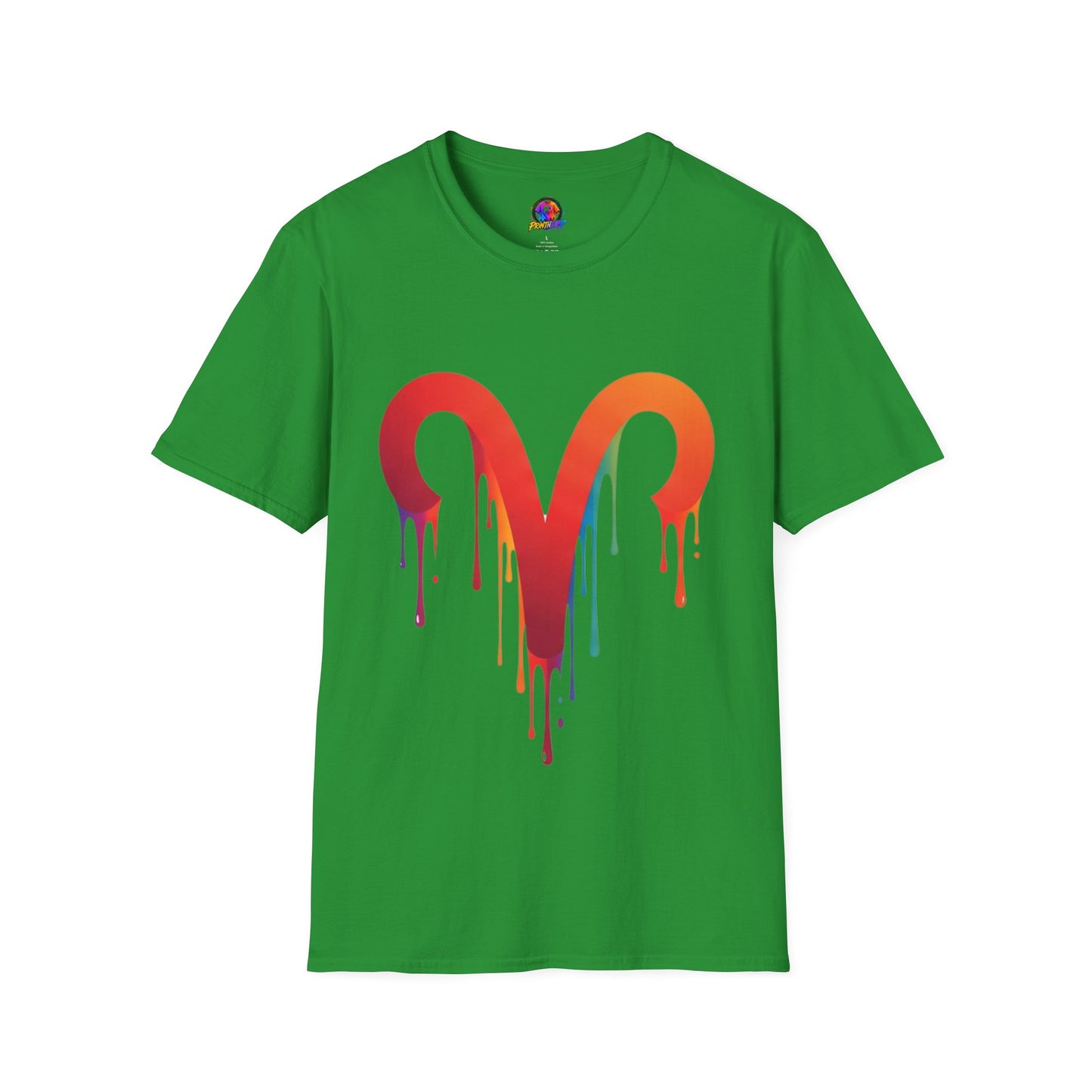 Aries Rainbow Drip T-Shirt — Colorful Dripping Zodiac Graphic Tee