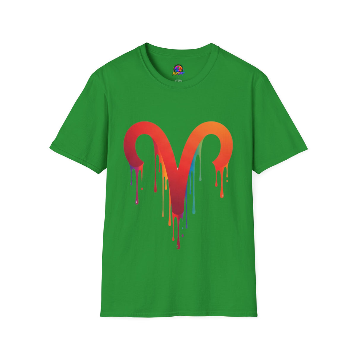 Aries Rainbow Drip T-Shirt — Colorful Dripping Zodiac Graphic Tee