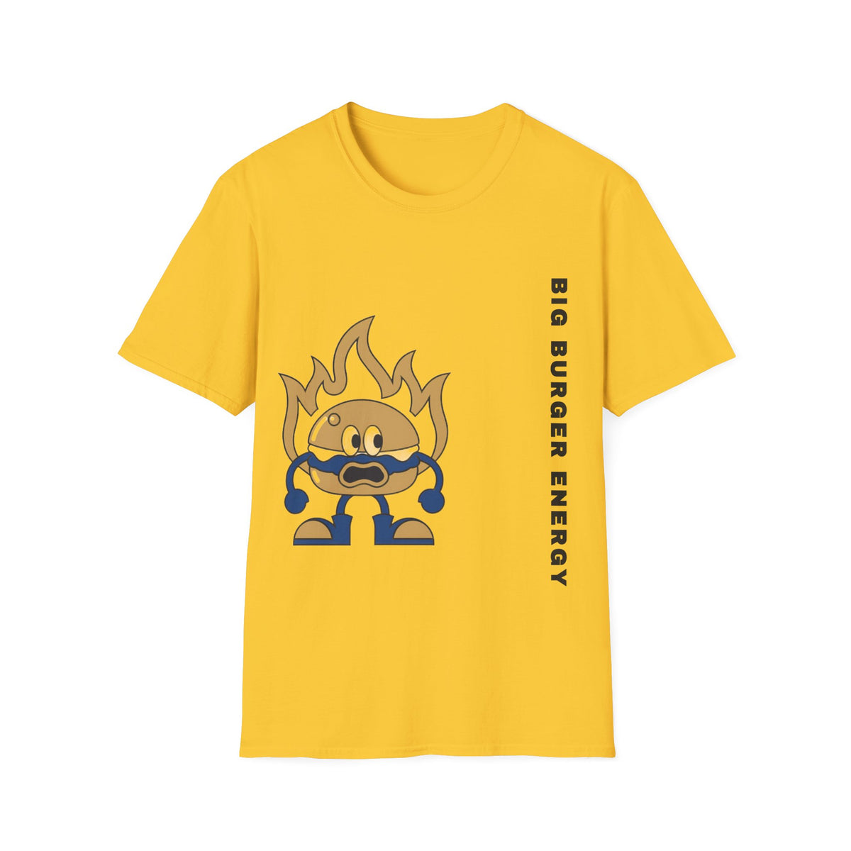 Burger Mascot T‑Shirt — ‘Big Burger’ Flame Character Graphic Tee - Trending Now - September 2026