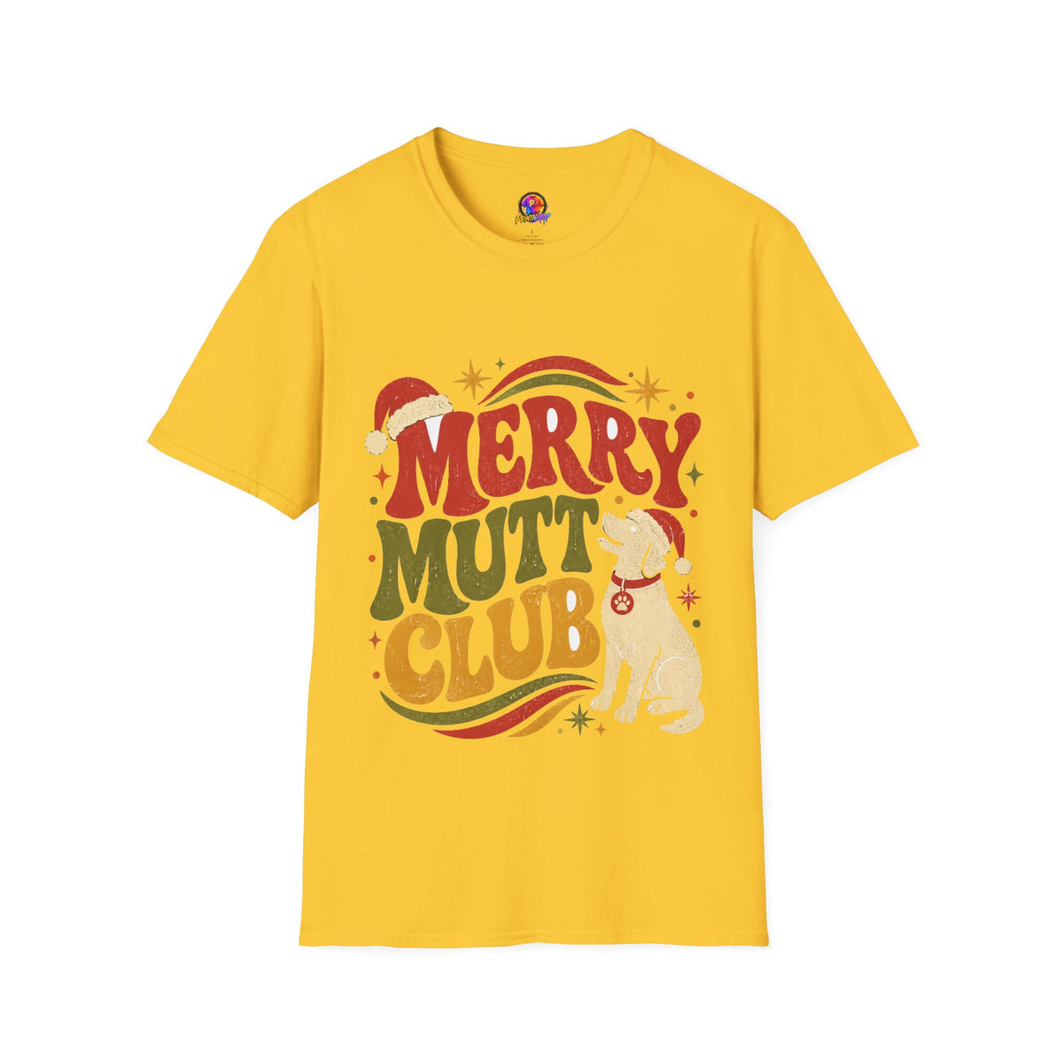 Merry Mutt Club T-Shirt — Retro Christmas Dog Lover Tee