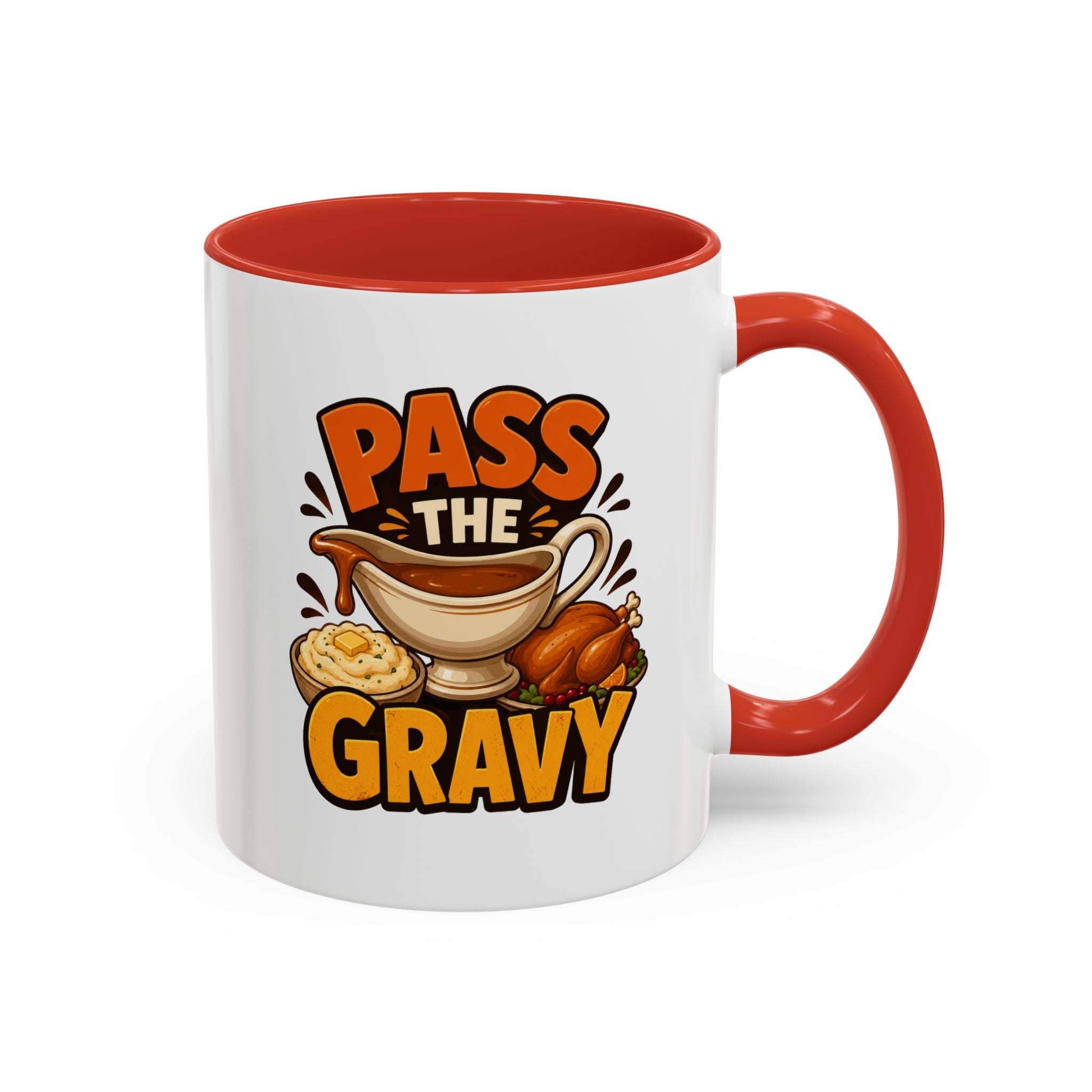 Thanksgiving Mug Pass the Gravy Coffee Mug — Thanksgiving Turkey & Gravy Bowl Accent Mug