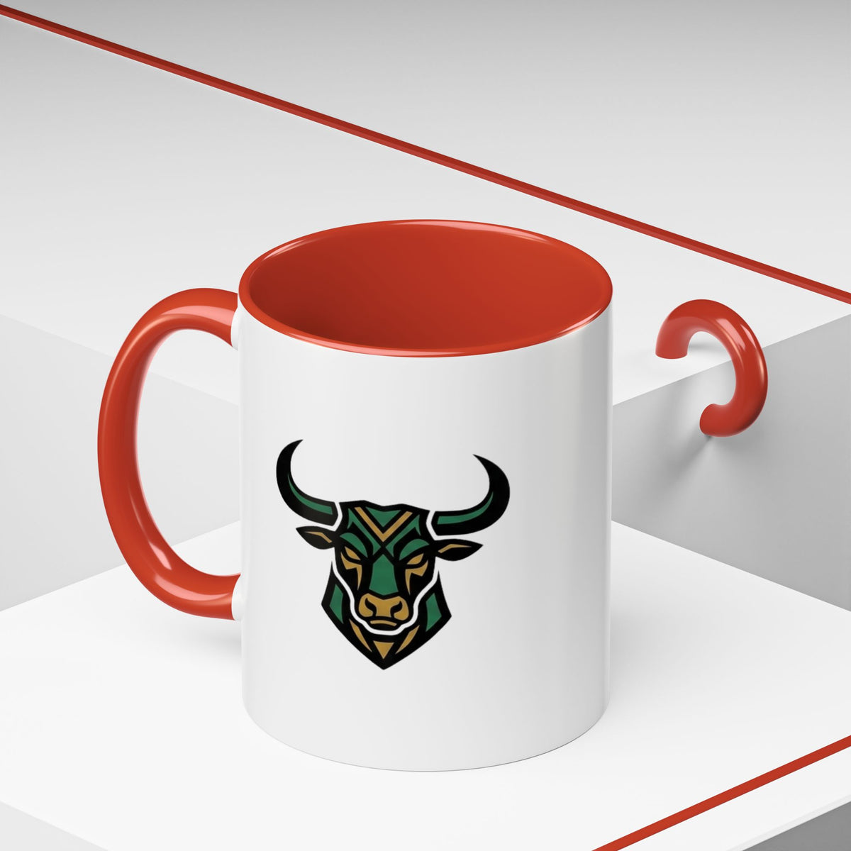 Taurus Geometric Bull Accent Coffee Mug –  Tribal Bull Head Ceramic Mug