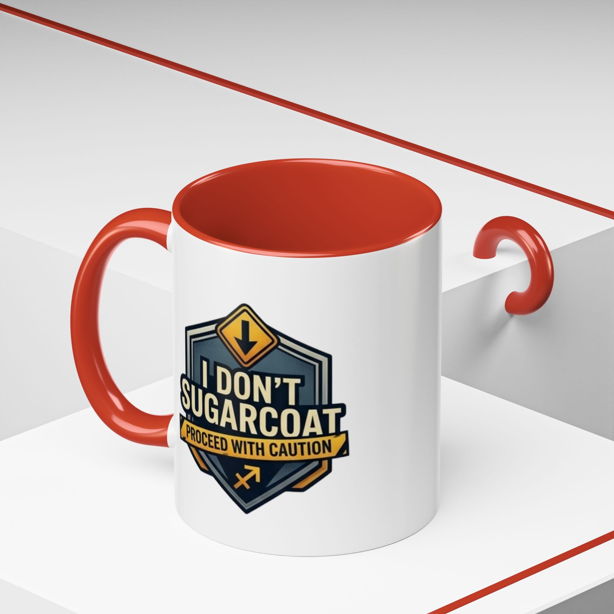 Accent Mug — "I Don’t Sugarcoat, Proceed With Caution" Coffee Cup