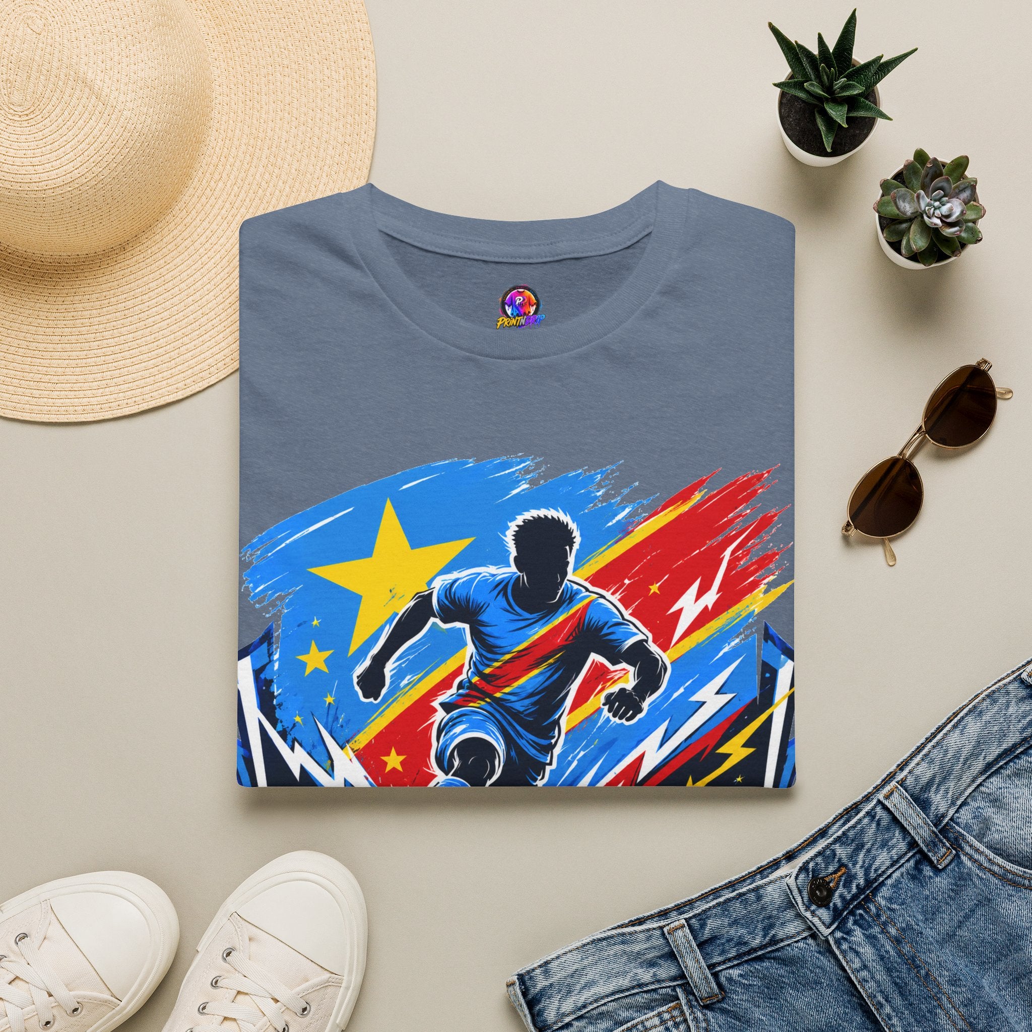 Congo Soccer T-Shirt — Congo Blue Rise Football Fan Tee