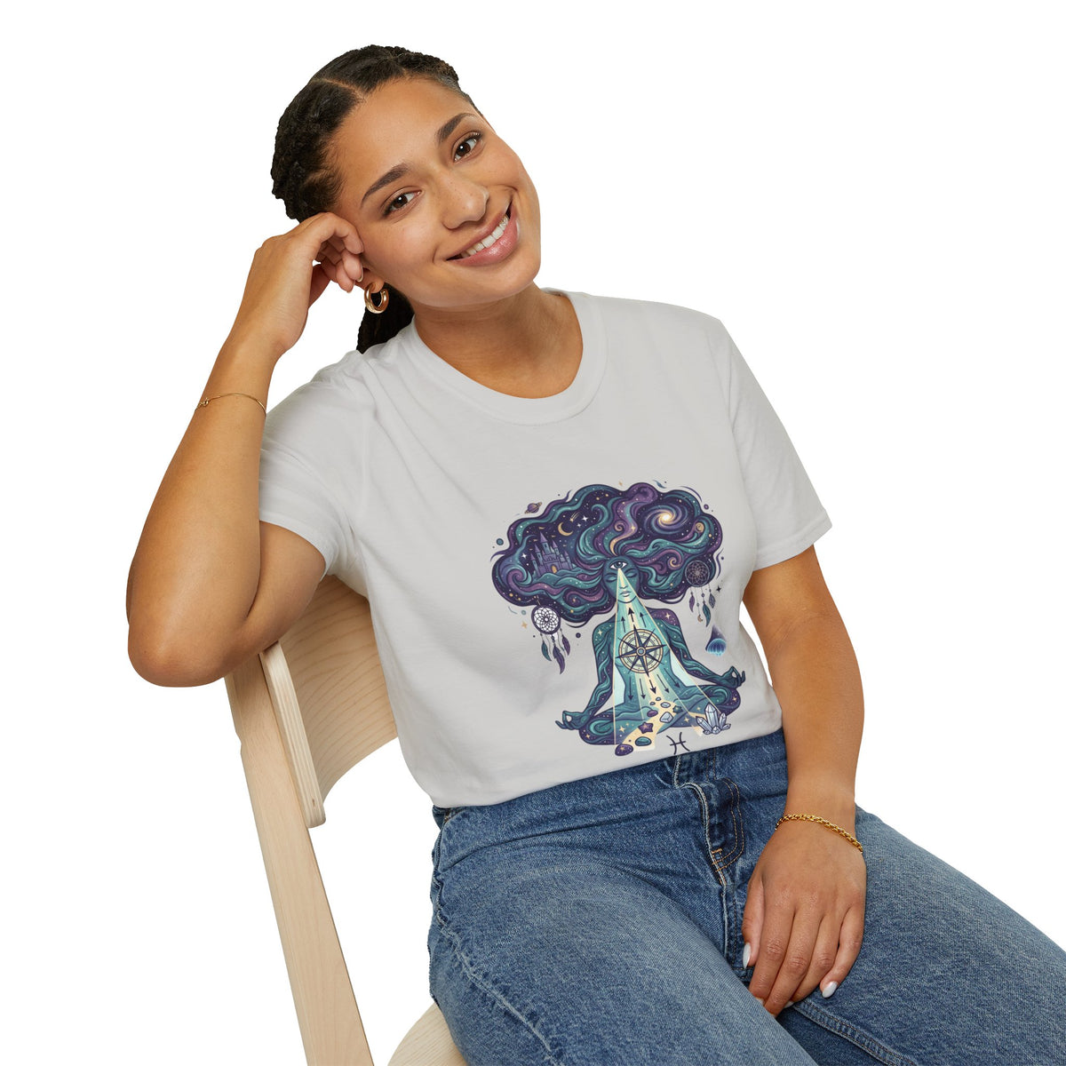 Dreamy Meditation T-Shirt — 'Guided by dreams, ruled by intuition' Spiritual Art Tee