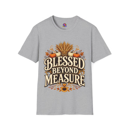 Blessed Beyond Measure T-Shirt — Fall Harvest Pumpkin & Wheat Tee