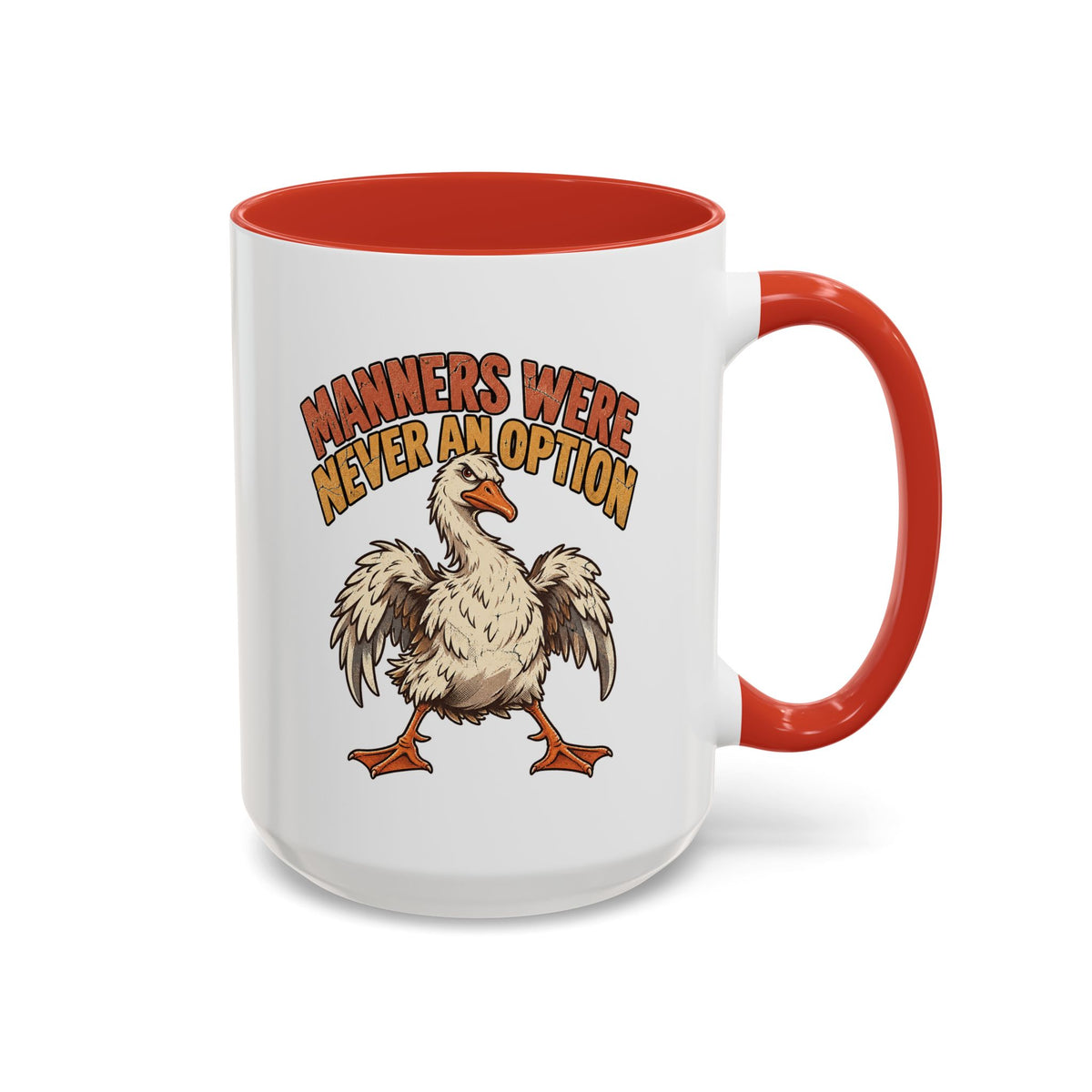 Coffee Mug — "Manners Were Never An Option" Funny Rude Chicken Accent Mug