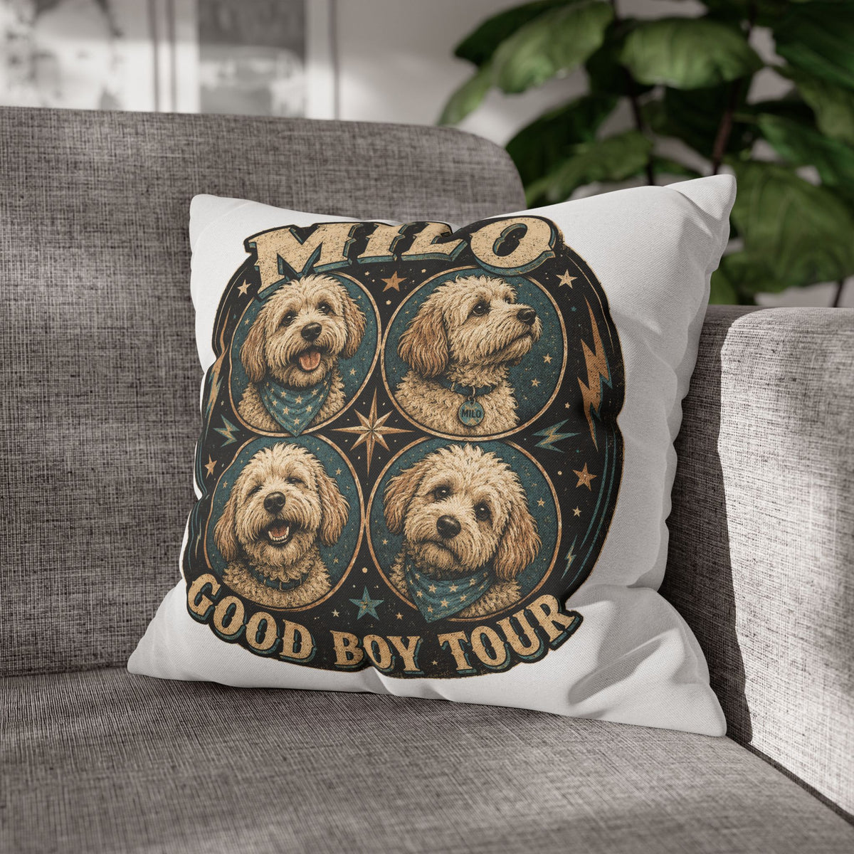 Milo "Good Boy Tour" Decorative Pillowcase Milo Bailey Dog Dad Mom