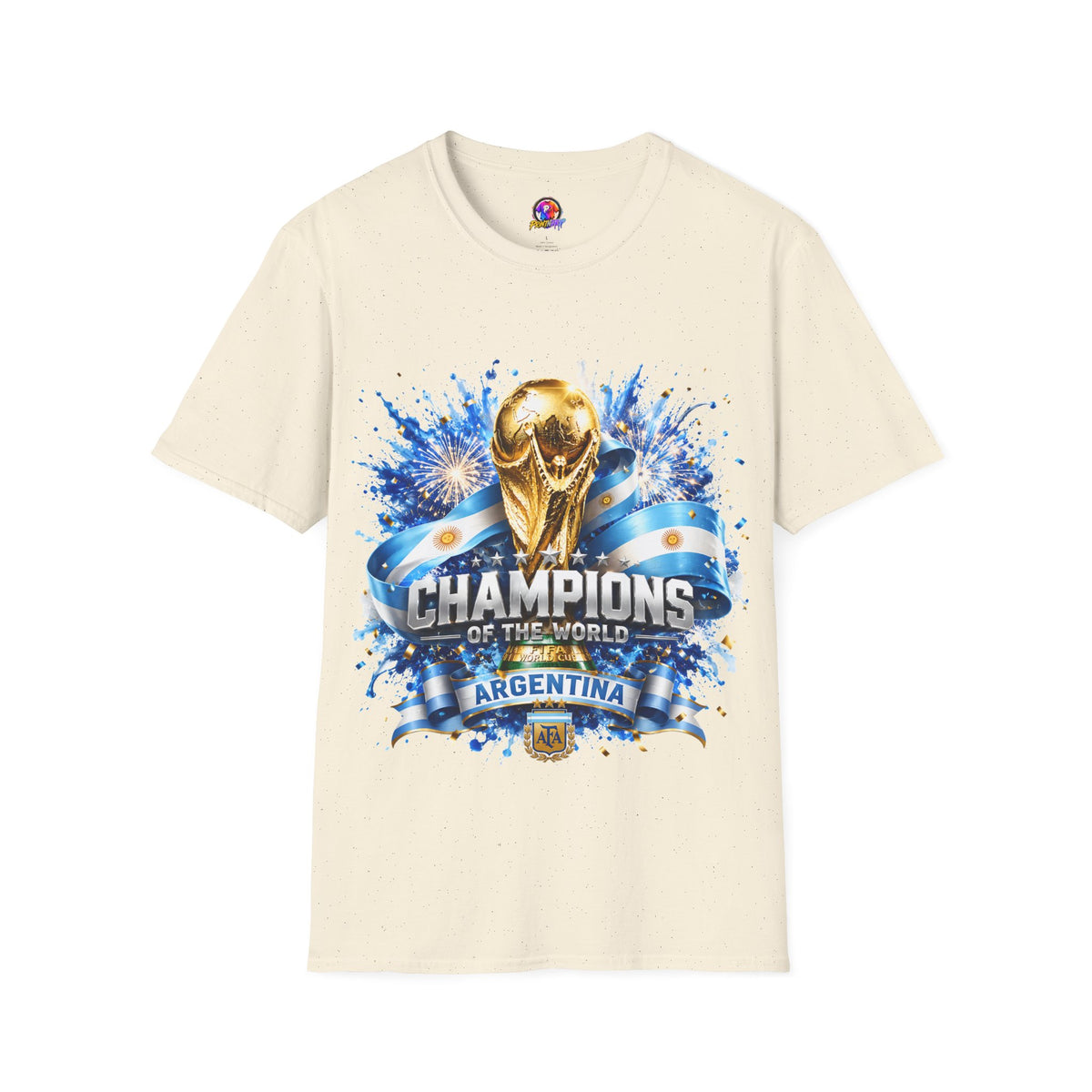 Argentina World Cup Champions T-Shirt — Gold Trophy Celebration Tee
