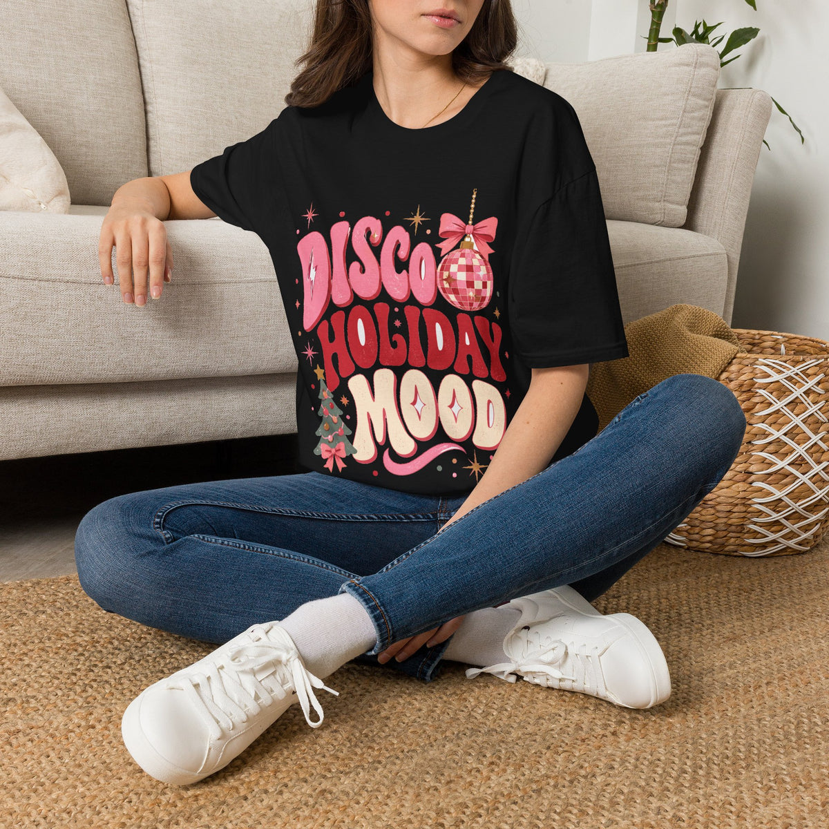 Disco Holiday T-Shirt — Retro Pink Disco Ball Christmas Tee
