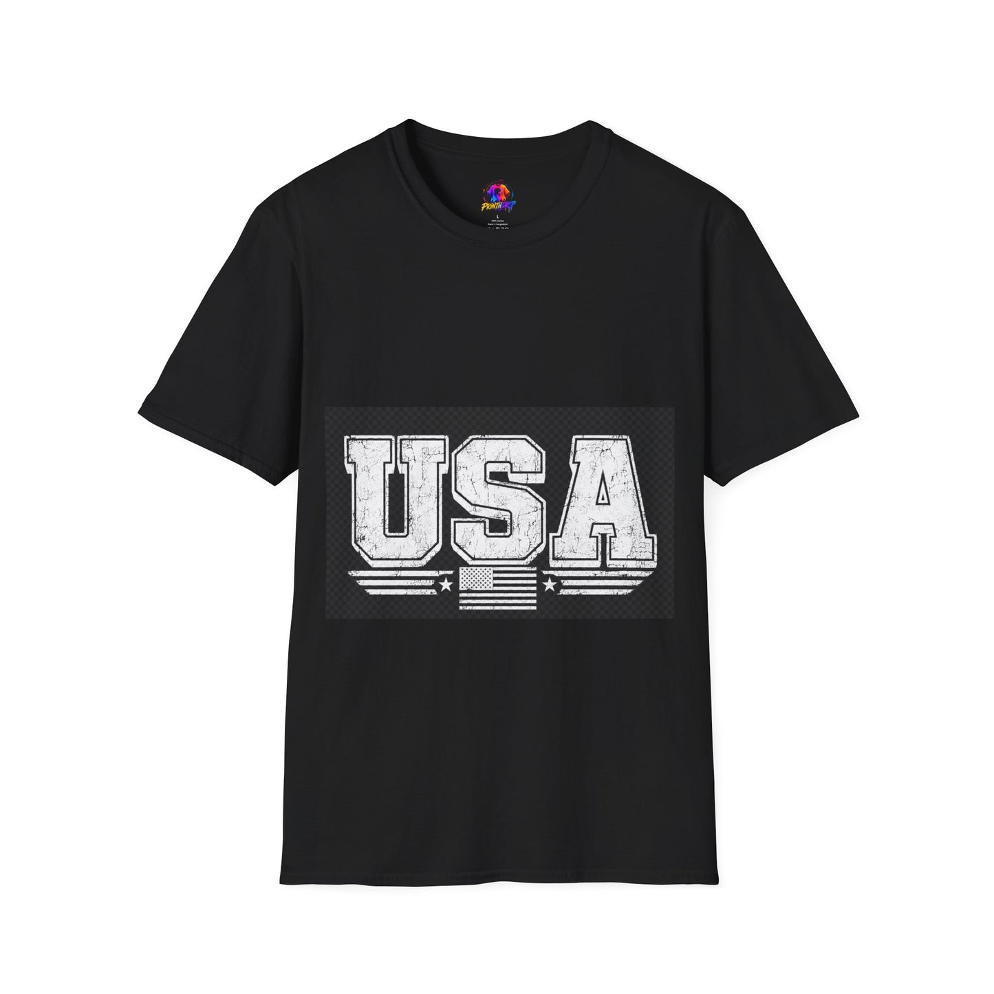 USA Vintage Block T-Shirt — Patriotic Americana Graphic Tee