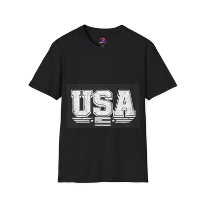USA Vintage Block T-Shirt — Patriotic Americana Graphic Tee