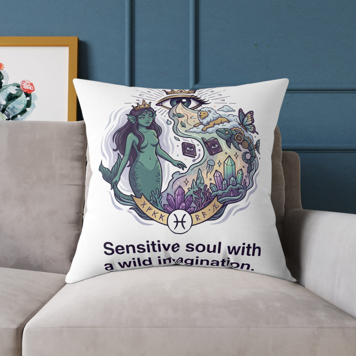 Pisces Zodiac Sensitive Soul With A Wild Imagination Square Poly Canvas Pillow