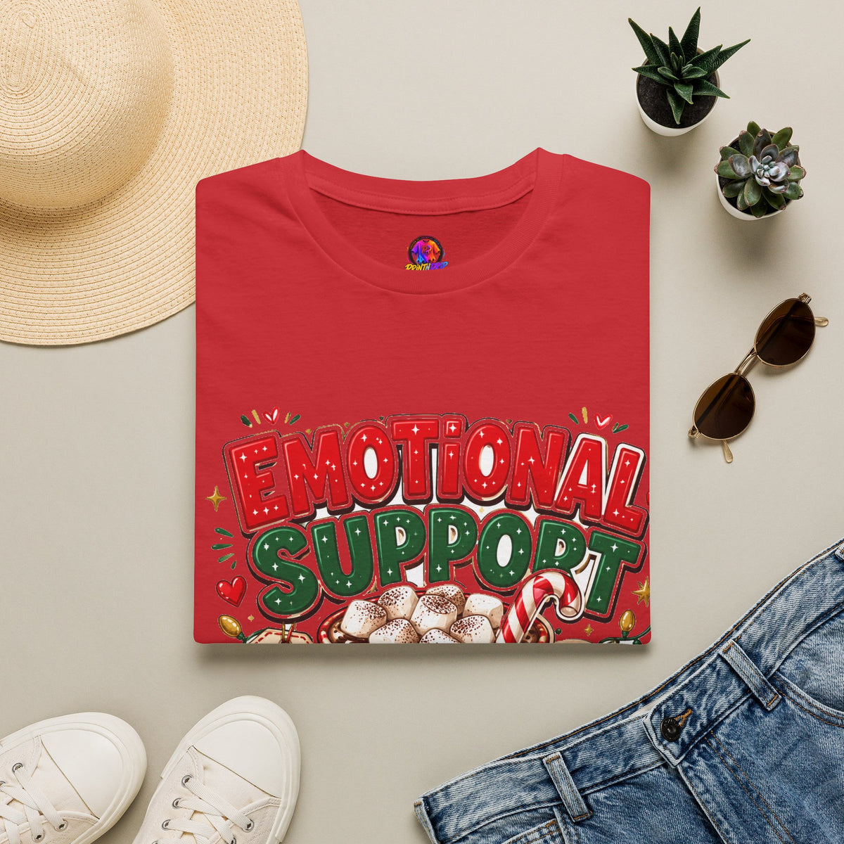 Emotional Support Cocoa T-Shirt — Holiday Hot Chocolate Graphic Tee